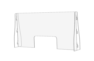 Sneeze Guard – 48” x 24” Portable Freestanding Shield with Enlarged Transaction Window
