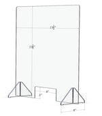 Sneeze Guard - Economy 24" x 24" Protective Freestanding Shield with Transaction Window