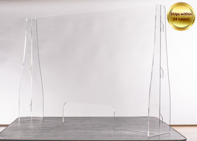 Sneeze Guard – 36” x 32” Portable Freestanding Shield with Access Hole