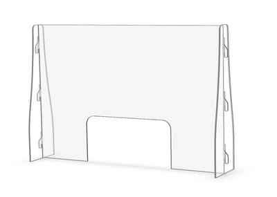 Sneeze Guard – 36” x 24” Portable Freestanding Shield with Enlarged Transaction Window