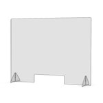 Sneeze Guard - Economy 32” x 24” Protective Freestanding Shield with Transaction Window for Offices and Stores