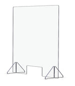 Sneeze Guard - Economy 24" x 24" Protective Freestanding Shield with Transaction Window