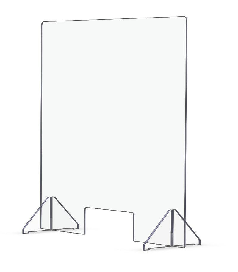Sneeze Guard - Economy 24" x 24" Protective Freestanding Shield with Transaction Window